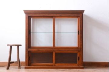 アンティーク家具　和製アンティーク　大正〜昭和初期 欅材製!最高級ガラスケース