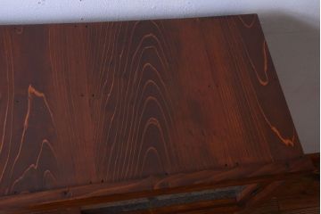 アンティーク家具　和製アンティーク　結霜ガラス入り!古い木製の水屋箪笥(収納棚・食器棚)