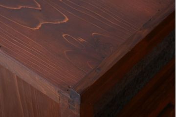 アンティーク家具　和製アンティーク　結霜ガラス入り!古い木製の水屋箪笥(収納棚・食器棚)