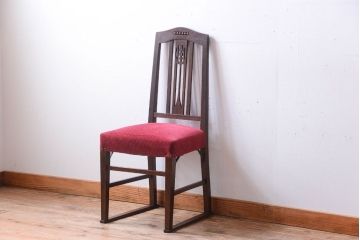 アンティーク家具　大正ロマン　古いナラ材のアンティークチェア(椅子)(1)