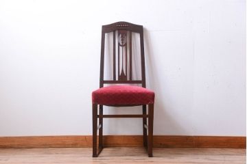 アンティーク家具　大正ロマン　古いナラ材のアンティークチェア(椅子)(1)