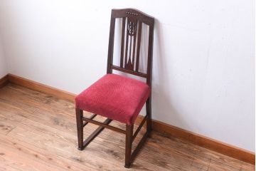 アンティーク家具　大正ロマン　古いナラ材のアンティークチェア(椅子)(1)
