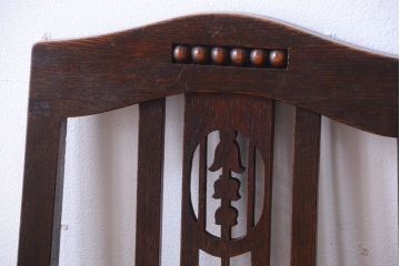 アンティーク家具　大正ロマン　古いナラ材のアンティークチェア(椅子)(1)