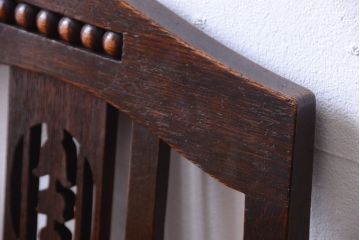 アンティーク家具　大正ロマン　古いナラ材のアンティークチェア(椅子)(1)