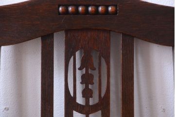 アンティーク家具　大正ロマン　古いナラ材のアンティークチェア(椅子)(1)