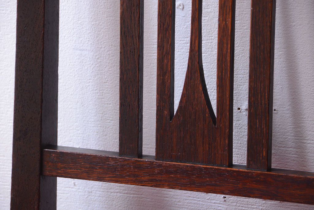 アンティーク家具　大正ロマン　古いナラ材のアンティークチェア(椅子)(1)