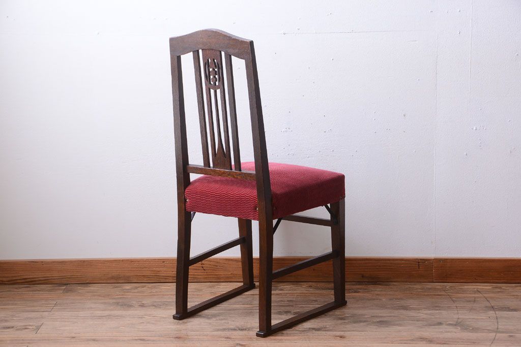 アンティーク家具　大正ロマン　古いナラ材のアンティークチェア(椅子)(1)