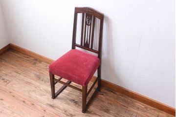 アンティーク家具　大正ロマン　古いナラ材のアンティークチェア(椅子)(2)
