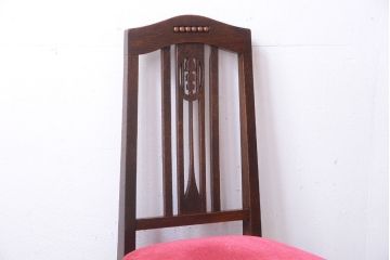 アンティーク家具　大正ロマン　古いナラ材のアンティークチェア(椅子)(2)