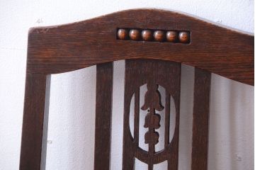 アンティーク家具　大正ロマン　古いナラ材のアンティークチェア(椅子)(2)