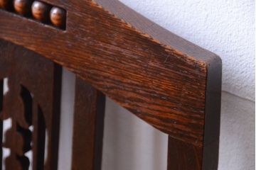 アンティーク家具　大正ロマン　古いナラ材のアンティークチェア(椅子)(2)
