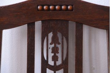 アンティーク家具　大正ロマン　古いナラ材のアンティークチェア(椅子)(2)