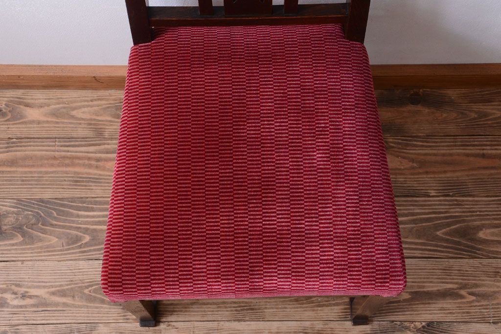 アンティーク家具　大正ロマン　古いナラ材のアンティークチェア(椅子)(2)