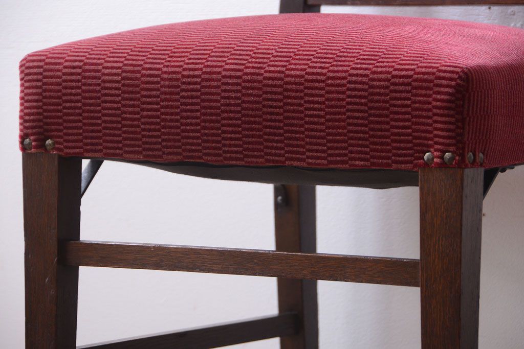 アンティーク家具　大正ロマン　古いナラ材のアンティークチェア(椅子)(2)