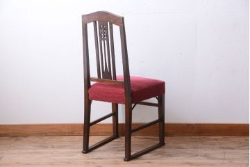 アンティーク家具　大正ロマン　古いナラ材のアンティークチェア(椅子)(2)