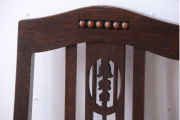 アンティーク家具　大正ロマン　古いナラ材のアンティークチェア(椅子)(3)