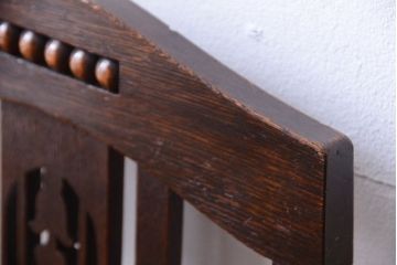 アンティーク家具　大正ロマン　古いナラ材のアンティークチェア(椅子)(3)