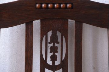 アンティーク家具　大正ロマン　古いナラ材のアンティークチェア(椅子)(3)