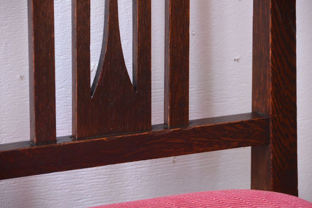 アンティーク家具　大正ロマン　古いナラ材のアンティークチェア(椅子)(3)