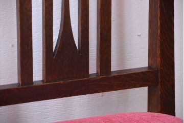 アンティーク家具　大正ロマン　古いナラ材のアンティークチェア(椅子)(3)