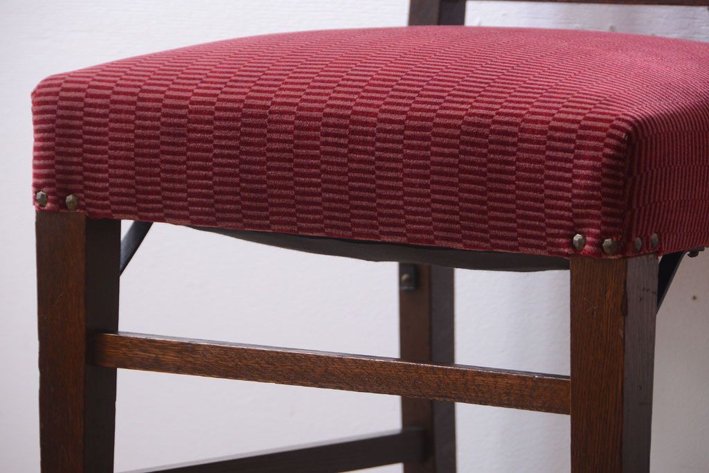 アンティーク家具　大正ロマン　古いナラ材のアンティークチェア(椅子)(3)