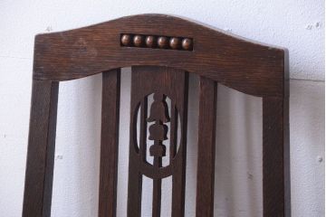 アンティーク家具　大正ロマン　古いナラ材のアンティークチェア2脚セット(椅子)