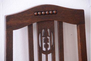 アンティーク家具　大正ロマン　古いナラ材のアンティークチェア2脚セット(椅子)