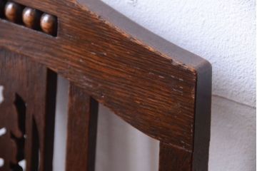アンティーク家具　大正ロマン　古いナラ材のアンティークチェア2脚セット(椅子)