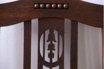 アンティーク家具　大正ロマン　古いナラ材のアンティークチェア2脚セット(椅子)