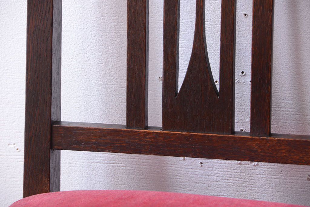 アンティーク家具　大正ロマン　古いナラ材のアンティークチェア2脚セット(椅子)