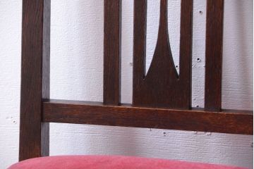 アンティーク家具　大正ロマン　古いナラ材のアンティークチェア2脚セット(椅子)