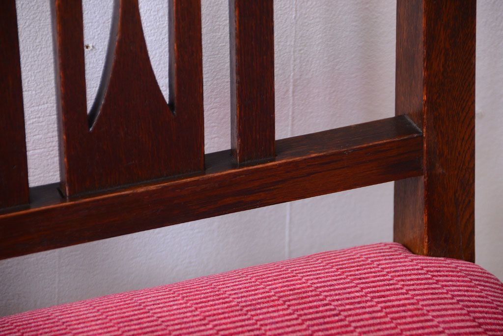 アンティーク家具　大正ロマン　古いナラ材のアンティークチェア2脚セット(椅子)