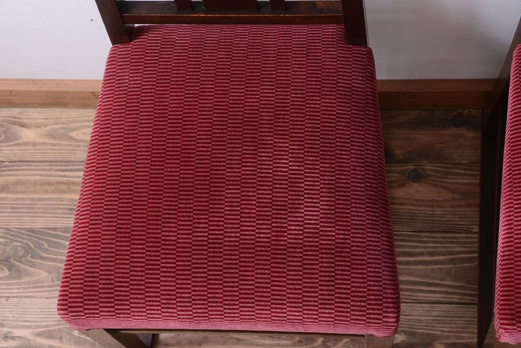 アンティーク家具　大正ロマン　古いナラ材のアンティークチェア2脚セット(椅子)