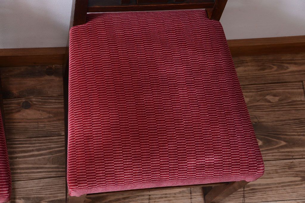 アンティーク家具　大正ロマン　古いナラ材のアンティークチェア2脚セット(椅子)