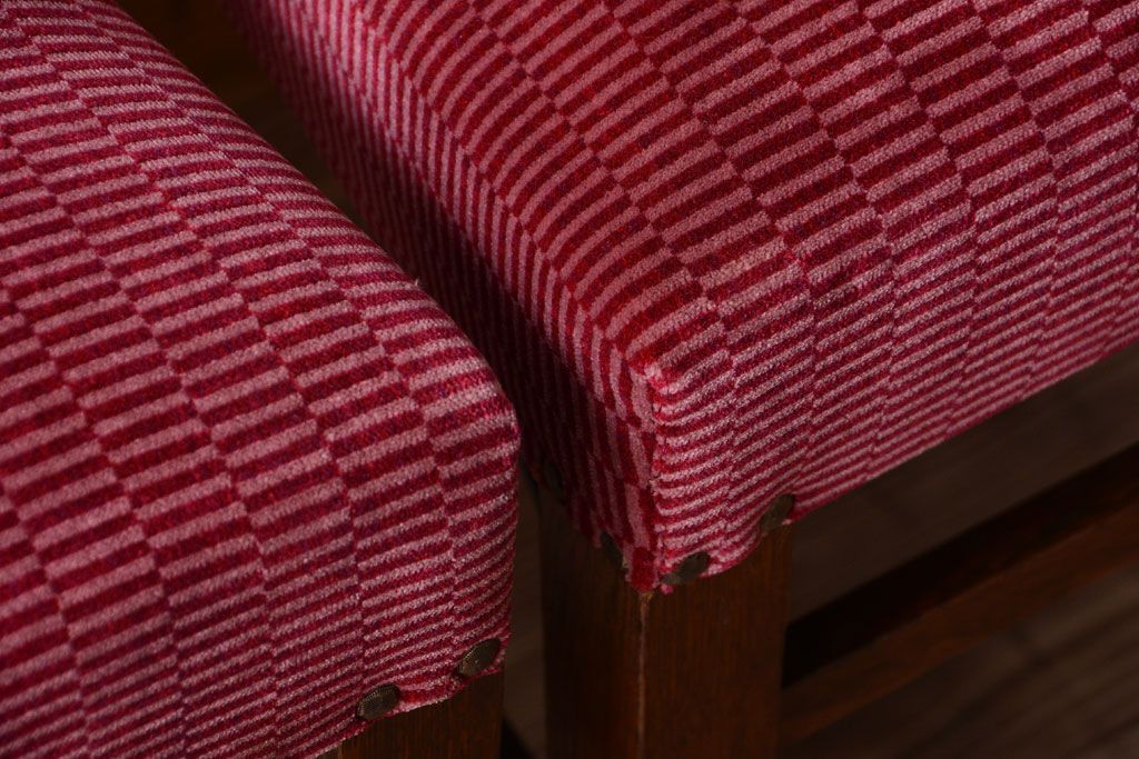 アンティーク家具　大正ロマン　古いナラ材のアンティークチェア2脚セット(椅子)