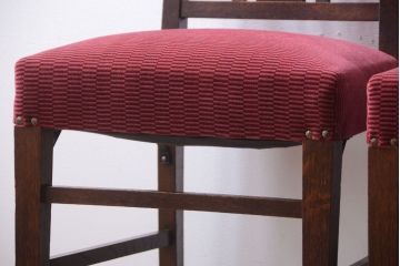 アンティーク家具　大正ロマン　古いナラ材のアンティークチェア2脚セット(椅子)