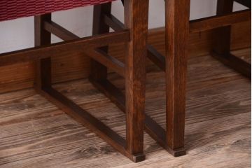 アンティーク家具　大正ロマン　古いナラ材のアンティークチェア2脚セット(椅子)