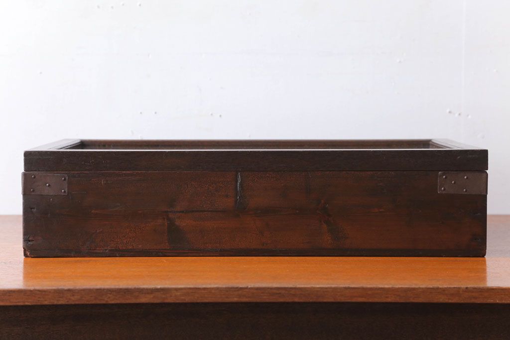 アンティーク雑貨　アンティーク　古い木製のコレクションボックス(ガラスケース)(1)