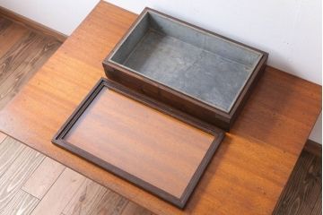 アンティーク雑貨　アンティーク　古い木製のコレクションボックス(ガラスケース)(1)