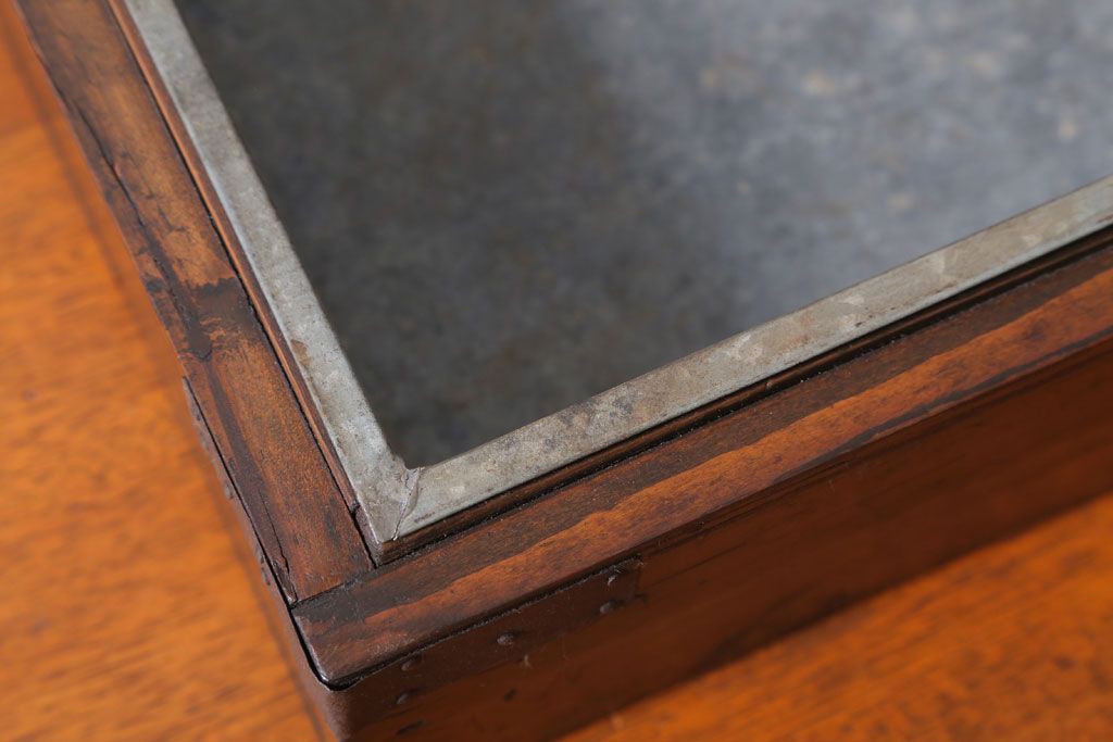 アンティーク雑貨　アンティーク　古い木製のコレクションボックス(ガラスケース)(1)