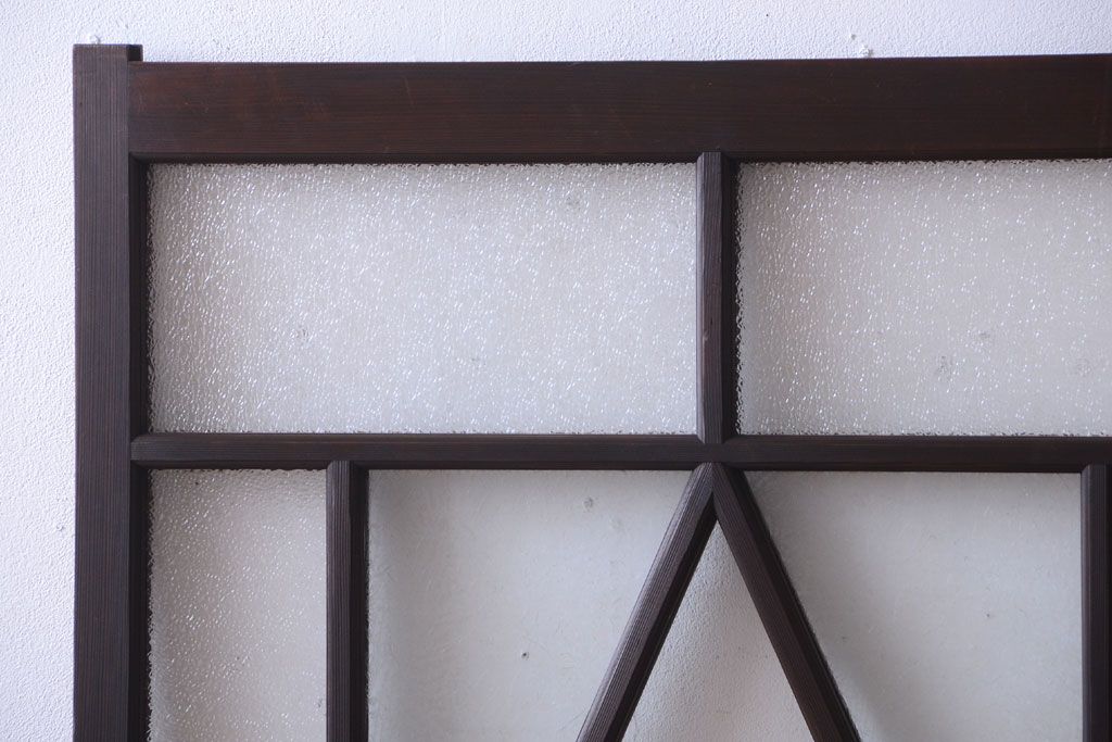 大正ロマン　ダイヤガラスと結霜ガラス入り!アンティーク引き戸2枚セット(窓)(1)