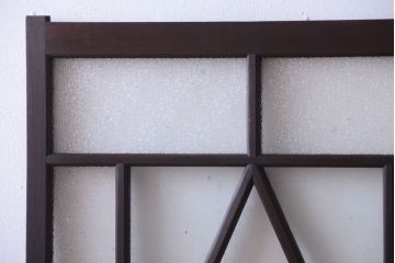 大正ロマン　ダイヤガラスと結霜ガラス入り!アンティーク引き戸2枚セット(窓)(1)