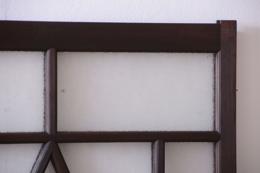 大正ロマン　ダイヤガラスと結霜ガラス入り!アンティーク引き戸2枚セット(窓)(1)