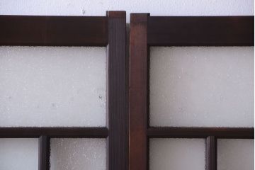 大正ロマン　ダイヤガラスと結霜ガラス入り!アンティーク引き戸2枚セット(窓)(1)