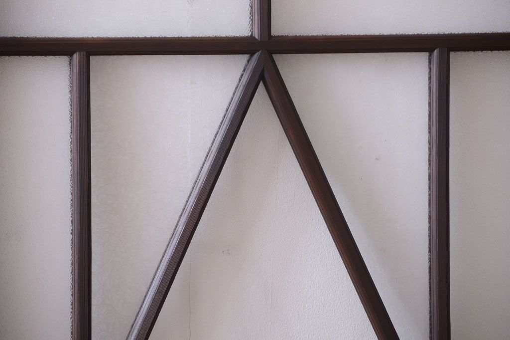 大正ロマン　ダイヤガラスと結霜ガラス入り!アンティーク引き戸2枚セット(窓)(1)