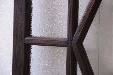 大正ロマン　ダイヤガラスと結霜ガラス入り!アンティーク引き戸2枚セット(窓)(1)