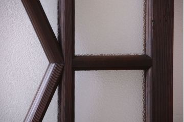 大正ロマン　ダイヤガラスと結霜ガラス入り!アンティーク引き戸2枚セット(窓)(1)