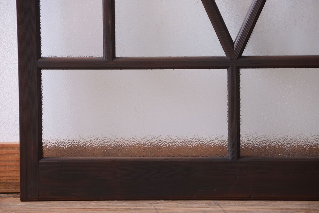 大正ロマン　ダイヤガラスと結霜ガラス入り!アンティーク引き戸2枚セット(窓)(1)
