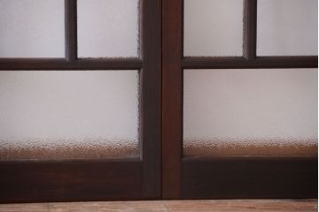大正ロマン　ダイヤガラスと結霜ガラス入り!アンティーク引き戸2枚セット(窓)(1)