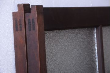 大正ロマン　ダイヤガラスと結霜ガラス入り!アンティーク引き戸2枚セット(窓)(1)